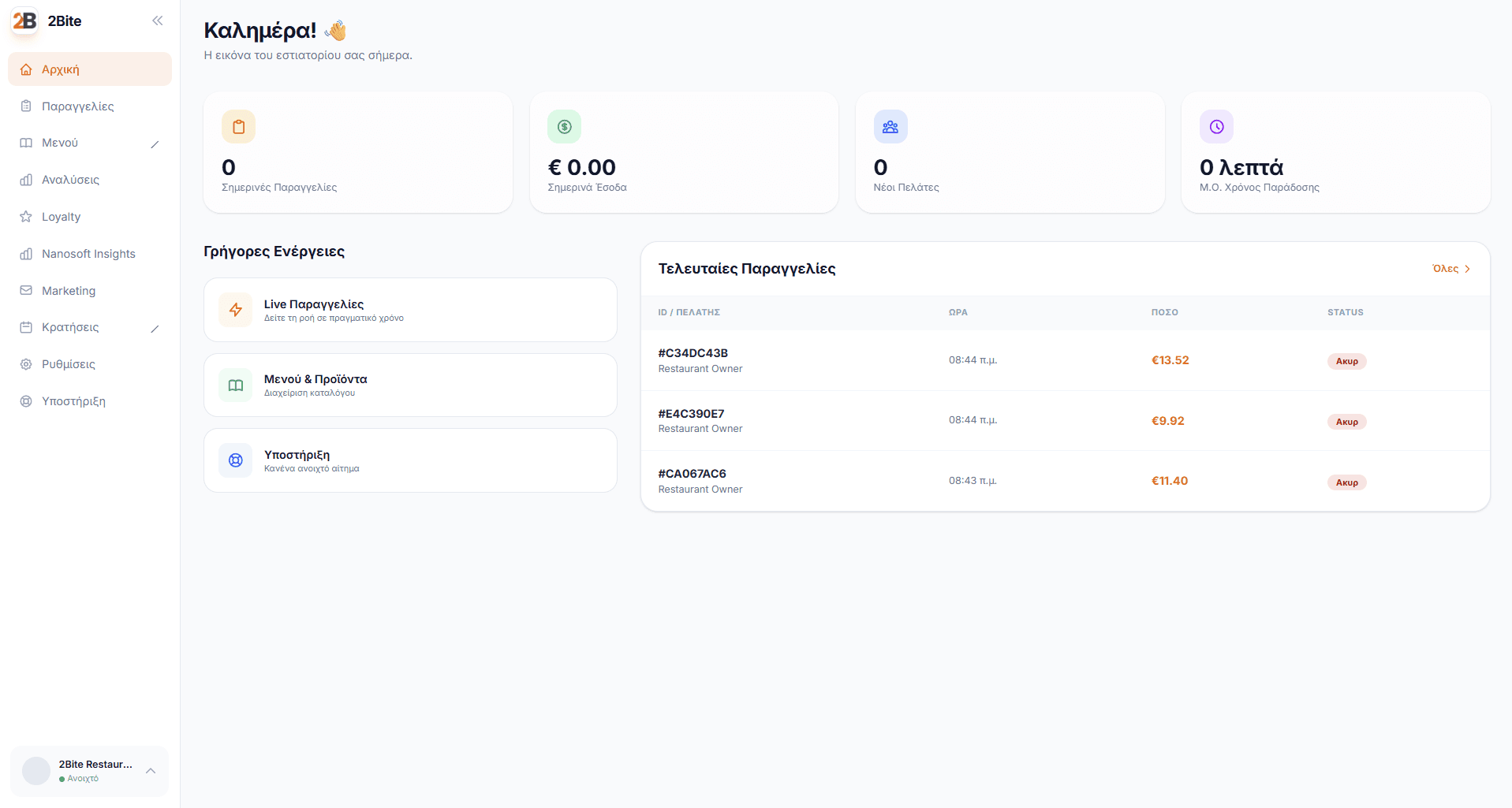 Owner dashboard screenshot